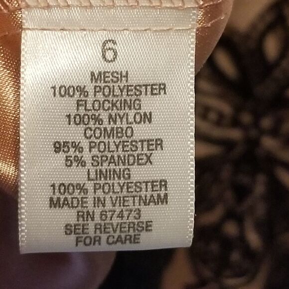 Roz & Ali 6 Dress Copper Black Mesh Overlay Floral Velevet Flocked Party Holiday - Picture 6 of 8